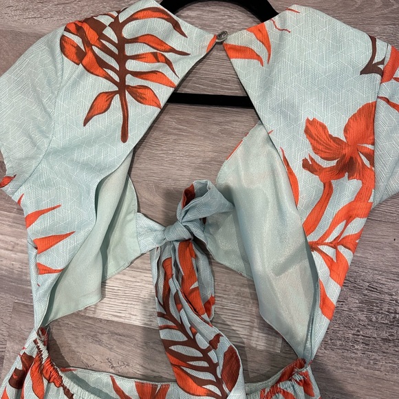 Hot Miami Styles Romper Blue Maxi Dress With Slits NWT - Picture 4 of 5